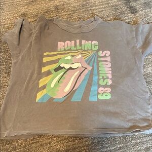American Eagle Outfitters Rolling Stones Graphic Crop Top - Gray